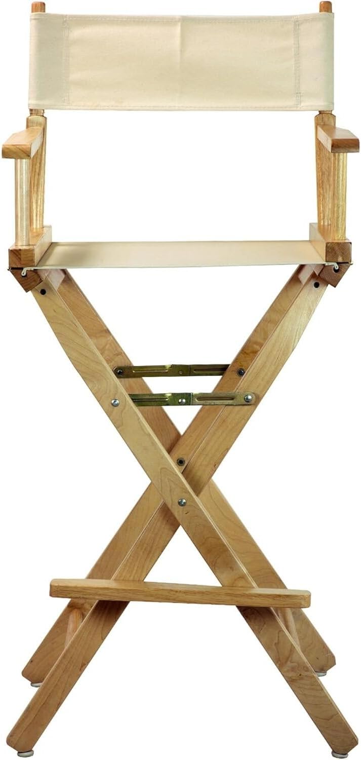 HomeStock Director's Chair with Built-in Armrests and Foldable Design for Easy Storage, Lightweight Durable Frame Perfect for Indoor or Outdoor Seating Natural Wheat/30-Inch Natural Frame