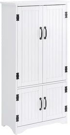 Farmhouse Kitchen Pantry, 48.5 Inch Floor Storage Cabinet, Cupboard Organizer, White