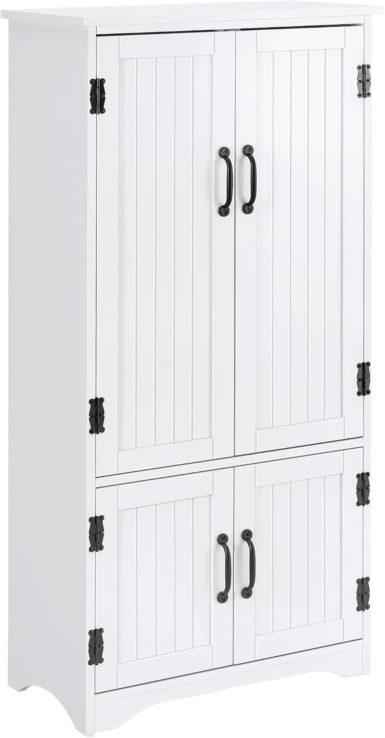 Farmhouse Kitchen Pantry, 48.5 Inch Floor Storage Cabinet, Cupboard Organizer, White
