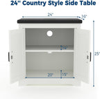 24'' Farmhouse End Table - Side Table with Charging Station | USB & Type-c Ports & Power Outlets |Farmhouse Nightstand with Sliding Barn Door for Bedroom, Living Room, Office