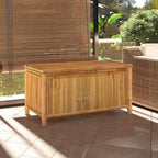 Bamboo Patio Storage Box 43.3"x20.5"x21.7" Weather Resistant Outdoor Deck Chest Bench for Garden Yard Porch Pool with Lockable Lid and Ventilated Design