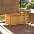 Bamboo Patio Storage Box 43.3"x20.5"x21.7" Outdoor Storage Bench for Garden Tools and Cushions