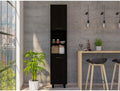Mid-Century Kitchen Pantry, Storage Cabinet Two Open Storage Shelves, Three Internal Shelves,for Kitchen Home