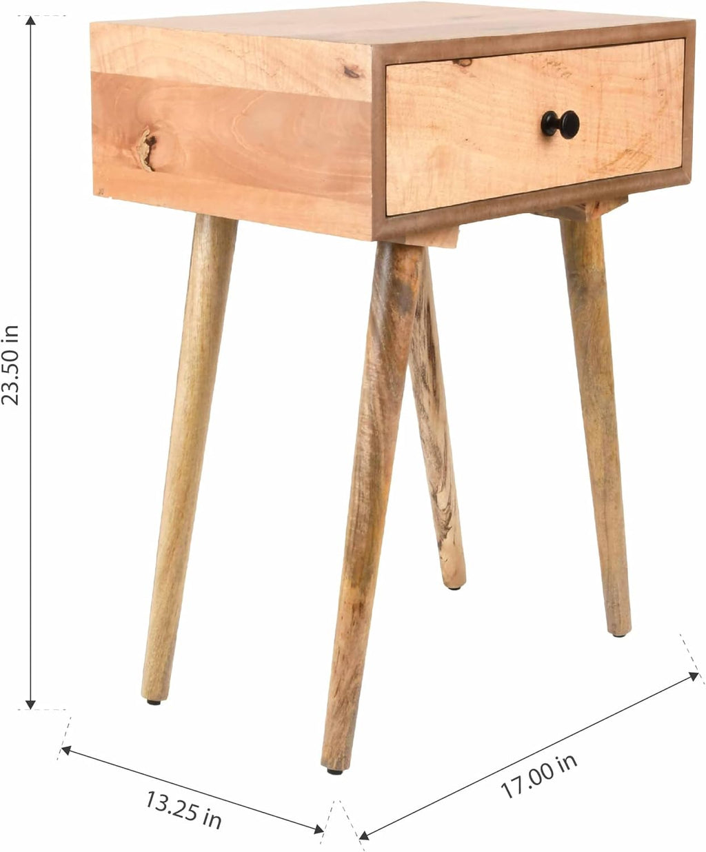 Decor Therapy Side Table with 1-Drawer, Modern Design, Easy Assemble, Natural -23.5" x 17.75" x 13.75"