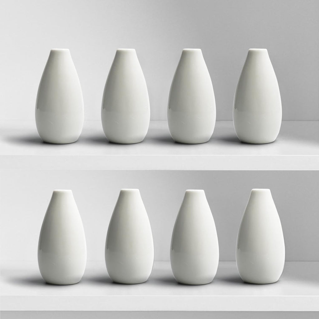 Modern Small Flower Vases 8 Pack - Ceramic, White