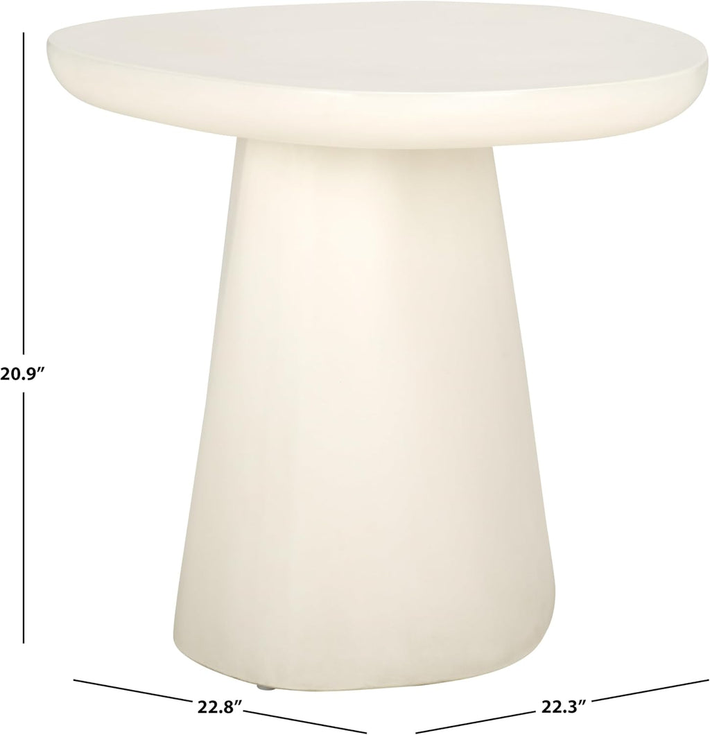 SAFAVIEH Couture Collection - Jabrielle Ivory Concrete Accent Table, Sculptural Modern Side Table, Minimalist Silhouette (SFV2600A)
