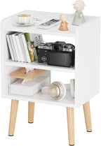 White Nightstand Small Bedside Table Kids Nightstand 3-tier Wood Side Table | Mid Century Modern Nightstand, Small Bedside Table for Bedroom, Kids Room & Small Spaces.