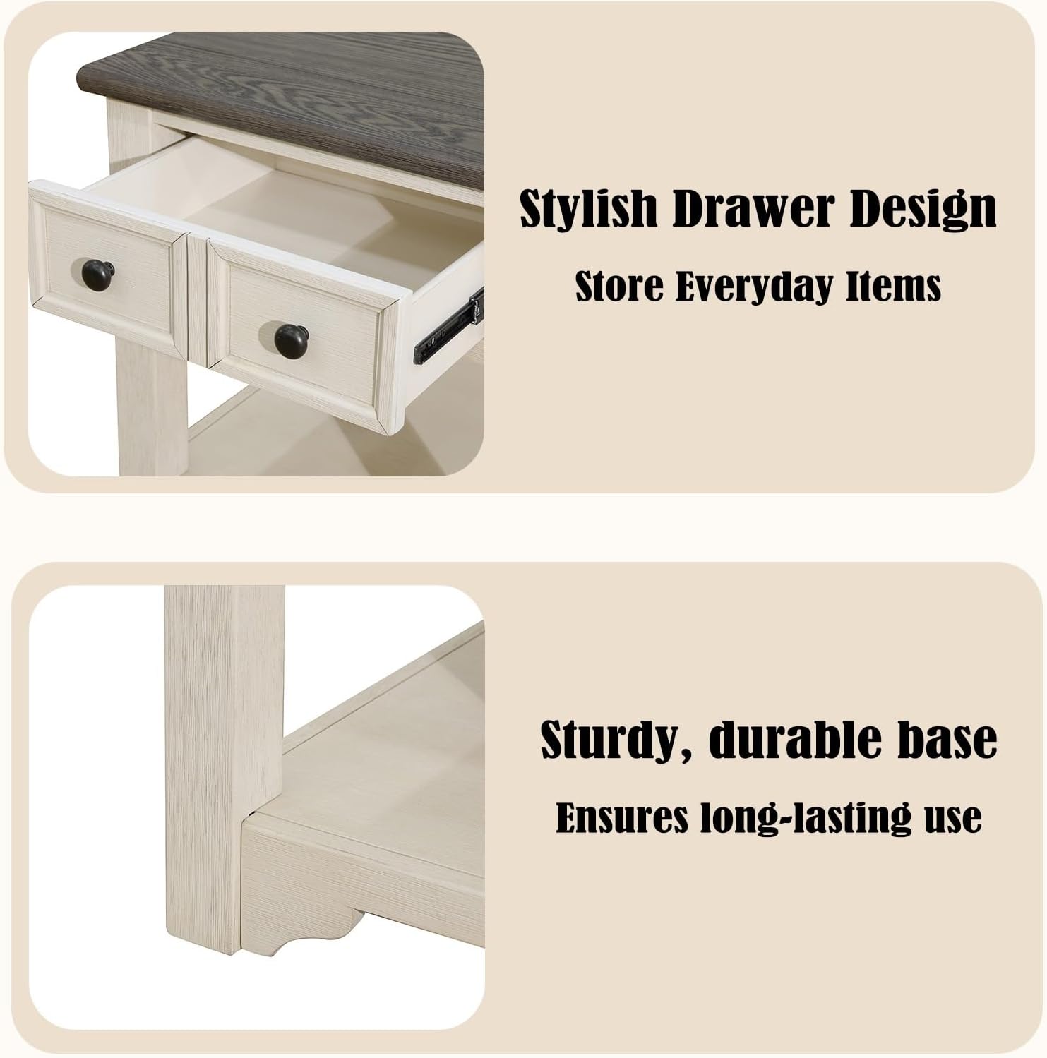 Farmhouse End Table with Drawers,Side Table with Storage,Wood Nightstand, Coffee Tables for Living Room,Entryway Table for Small Spaces,Small Side Table for Living Room, Bedroom, Kitchen