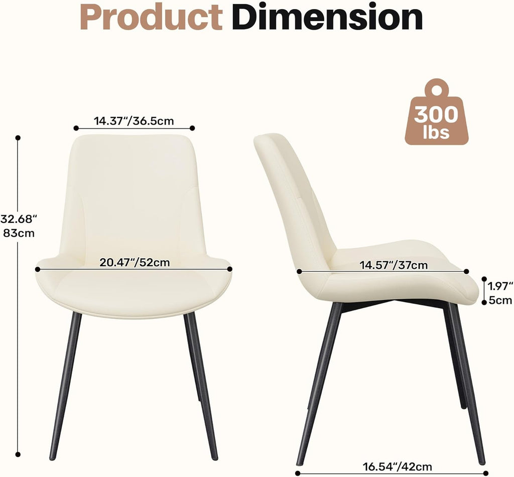 Miereirl Dining Chairs Set of 8, Modern Upholstered Dining Chairs, Kitchen Chairs with Cushioned Seat and Back, Armless Side Chairs with Metal Legs for Dining Room Kitchen