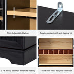 78.2" Tall Farmhouse Kitchen Pantry Cabinet with 8 Door Shelves & 4 Adjustable Shelves, Modern Storage Cabinet with Hidden Drawer & Wine Rack, Versatile Storage Cupboard for Kitchen (Black)