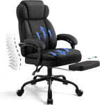 AreShark Ergonomic Office Chair with Footrest,PU Leather Executive Desk Chair Padded Linkage Armrests,Lumbar Support,Swivel Computer Chair for Home Office & Gaming,Black