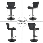 Nalupatio Modern Bar Stools Set of 2, Adjustable Faux Leather Upholstered Swivel Bar Stools, Counter Height Bar Chairs with Back for Kitchen Island, Black