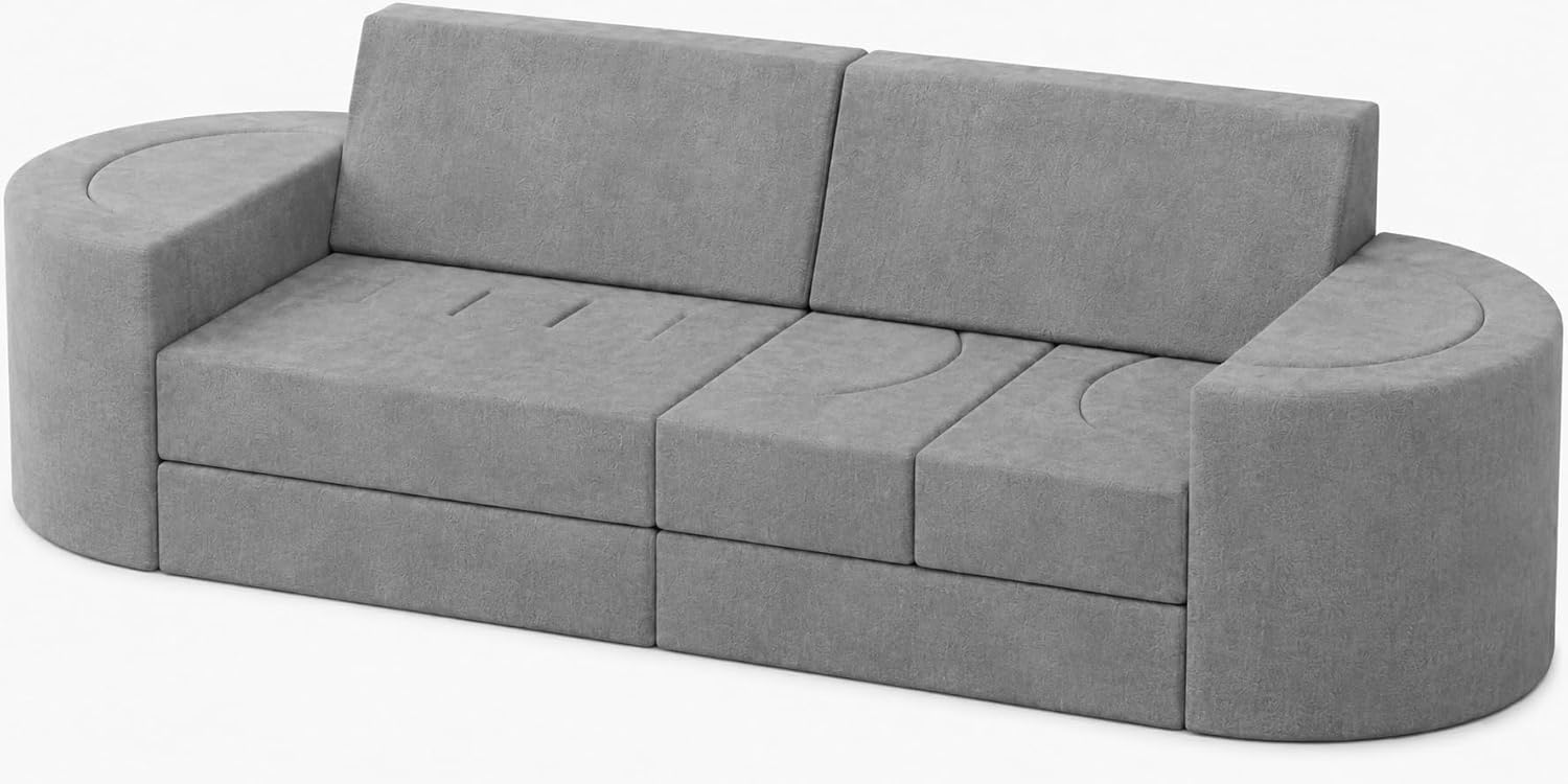 TOLEAD 16 Pcs Modular Kids Play Couch, 68" Large Foam Sofa for Toddlers & Kids, Imaginative Convertible Play Sofa for Living Room & Playroom