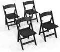 FCH Plastic Folding Chair with Padded Seat, Resin Foldable Chairs with Soft Cushion, Comfortable and Sturdy, Suitable for Indoor and Outdoor, Parties, Weddings, Commercial Events, Black, 4 Pack