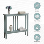 Kings Brand Narrow Console Table w/Storage Shelf for Entryway, Ice Blue | Slim Sofa Table for Hallway, Foyer or Living Room with Open Shelf for Décor, Books & Everyday Essentials