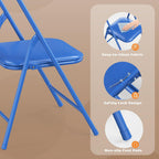 JOYMOR Kids Folding Table and Chairs Set, 3-Piece Metal Frame Activity Set with Easy-Fold Design for Playroom & Classroom (Multicolor)