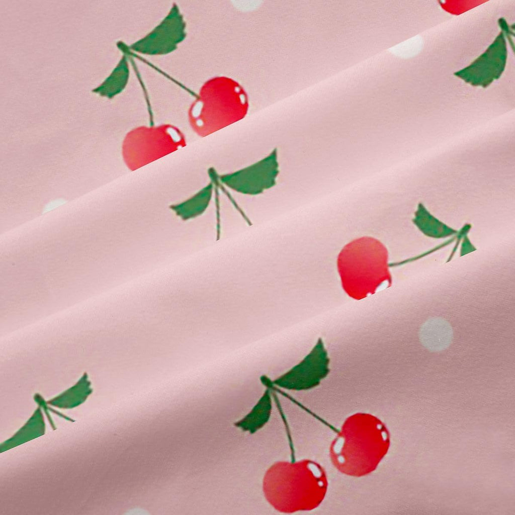 Feelyou Girls Cherry Curtains Cute Fruit Toddler Window Curtains for Bedroom Living Room Baby Women Pink Kawaii White Dots Decor Window Drapes Lovely Sweet Fresh Window Treatments 38W X 45L,2 Panels