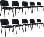 Stackable Office Guest Chairs, Reception Waiting Room Chairs with Padded Seat & Back, Armless No Wheels Conference Chairs for Office Meeting Lobby, Set of 10, Black Mesh Fabric