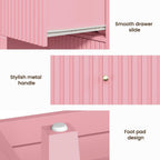 RoyalCraft 32" Large Nightstand Set of 2, Fluted Painted Bedside Table with 3 Spacious Drawers, Modern Tall End Table for Bedroom, Pink