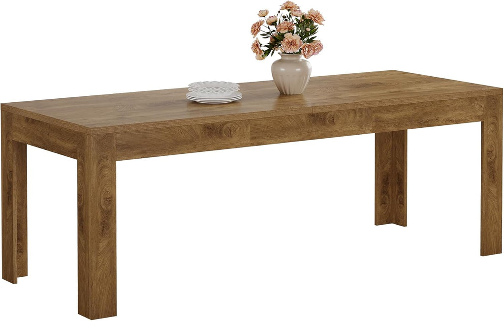 Tribesigns Dining Table for 6-8, 78.7-Inch Long Rectangle Kitchen Table, Modern Simple Kitchen Dining Room Furniture, (78.74" L x 27.56" W), Brown