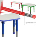 Flash Furniture 21.875''W x 26.625''L Rectangular Red Plastic Height Adjustable Activity Table with Grey Top