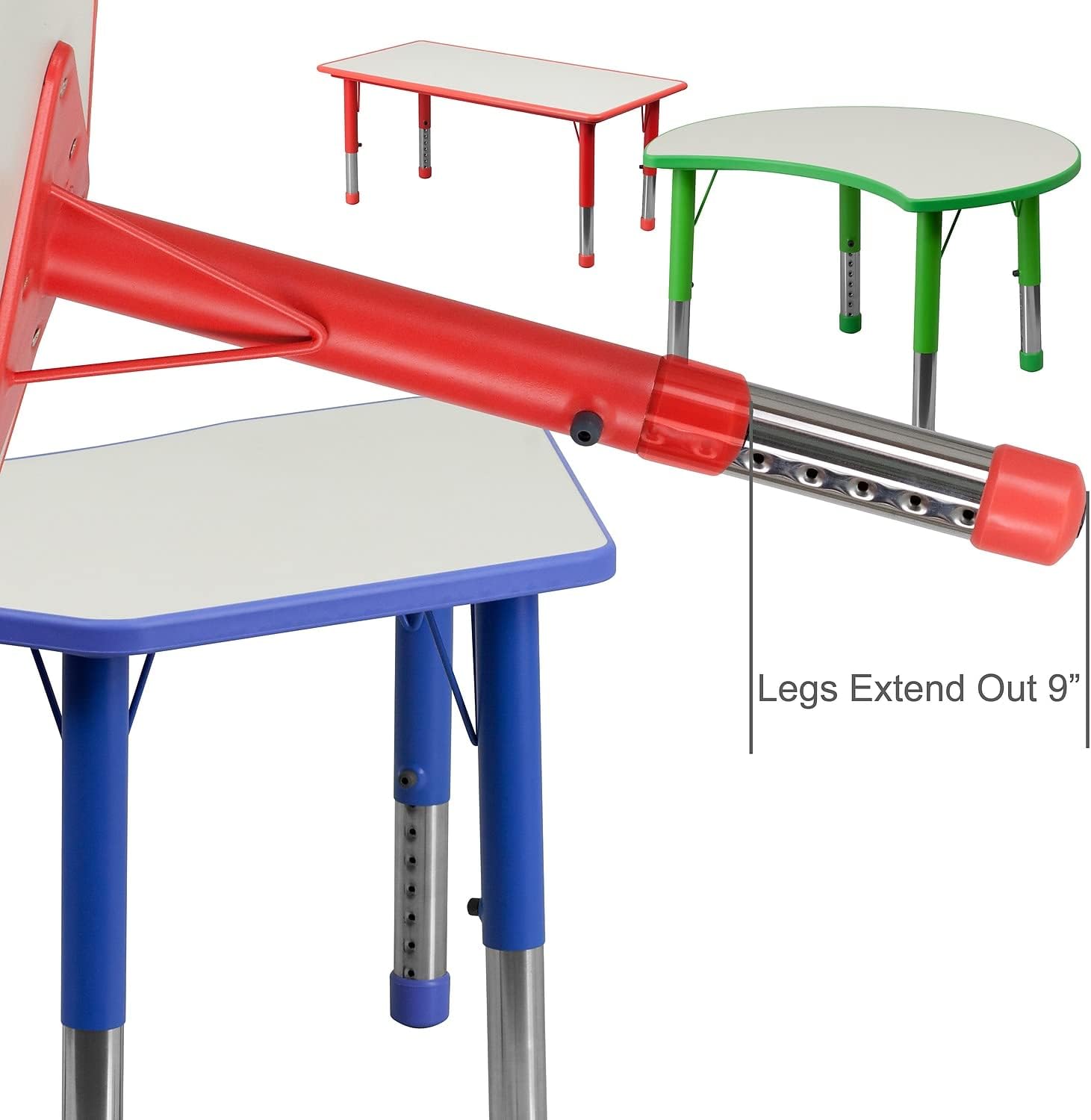 Flash Furniture 21.875''W x 26.625''L Rectangular Red Plastic Height Adjustable Activity Table with Grey Top