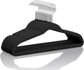 MIZGI Kids Velvet Hangers,Non-Slip Big Kids Hangers,14 Inch Hangers for Youth,Teen Clothes,Pack of 50（Black/Silver）