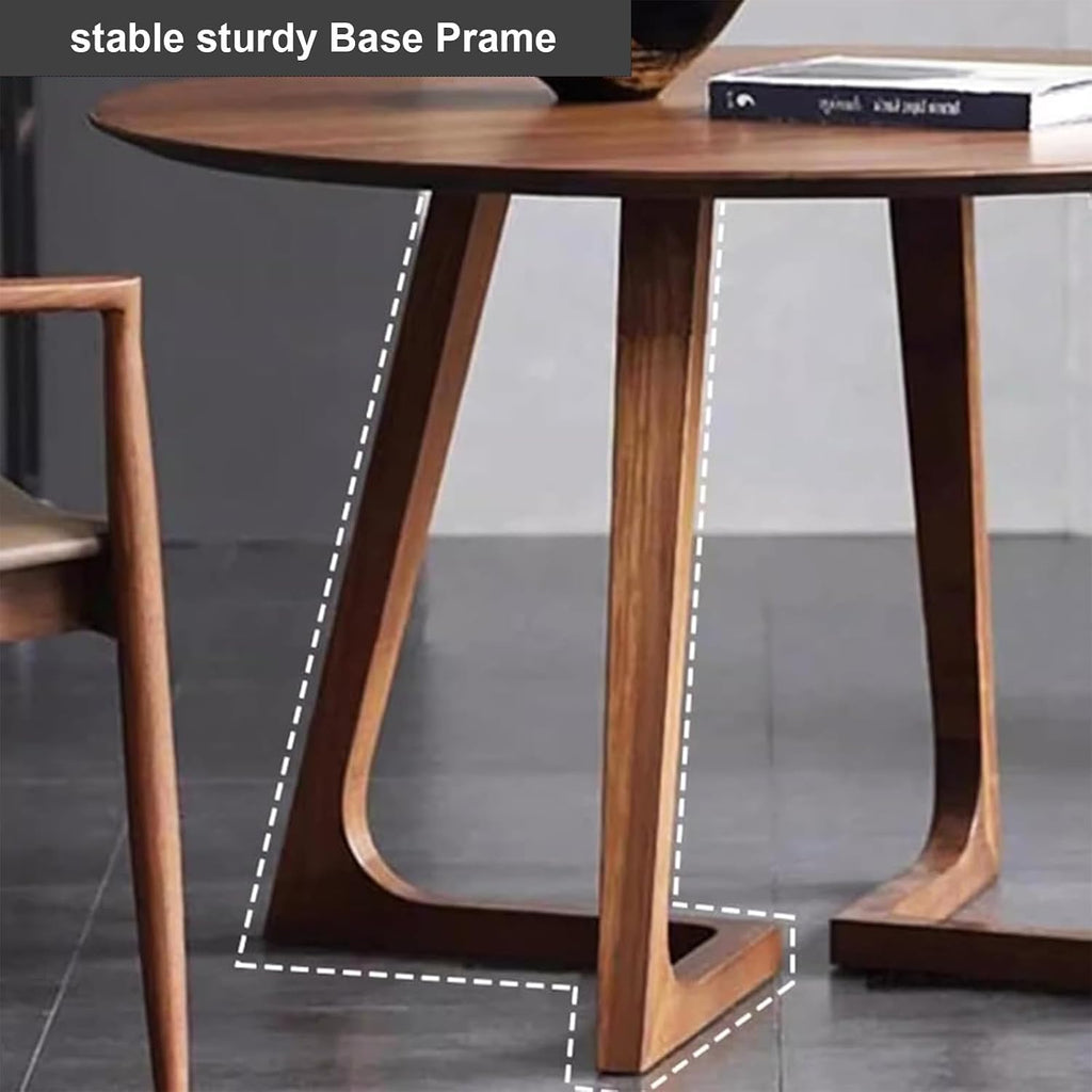 Mid Century Modern Dining Table Round Solid Wood Kitchen Dining Room Tables Rustic Pedestal Table Small Leisure Coffee Table for 2,4 People for Living Room(Walnut Color,60 * 60cm)