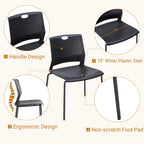 Sidanli Black Stacking Chairs Set of 4, Plastic Stackable Chair for Office Conference Waiting Break Room