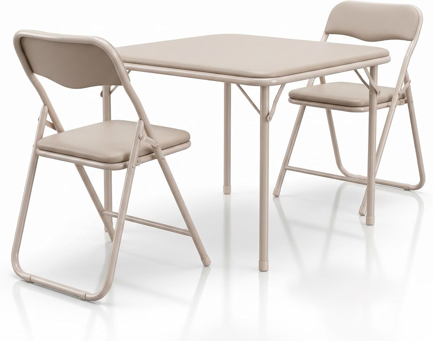 Garvee 3-Piece Kids Folding Table and Chair Set, Padded Toddler Activity Table with 2 Chairs, Easy-Fold Pinch-Free Design, Portable Children's Furniture for Arts, Crafts, Snacks, No Assembly Required
