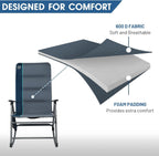 Timber Ridge Oversized Folding Rocking Camping Chair, Padded Outdoor Rocker with High Back, Portable Outdoor Chair for Patio, Garden, Lawn, Supports up to 400 lbs, Blue