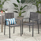Saiveina Outdoor Modern Aluminum Dining Chair with Rope Seat (Set of 2), Gray and Dark Gray
