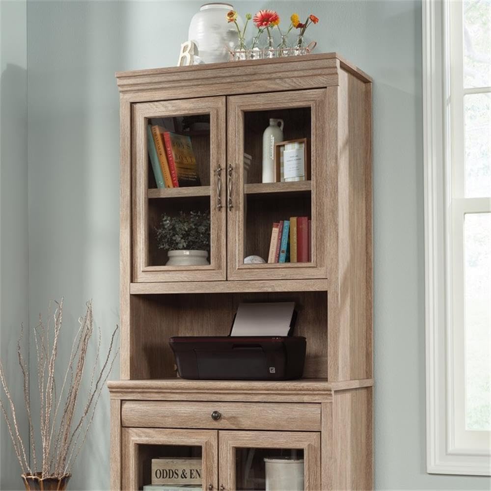 Sauder Rollingwood Engineered Wood Library Hutch in Brushed Oak Finish