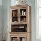 Sauder Rollingwood Engineered Wood Library Hutch in Brushed Oak Finish