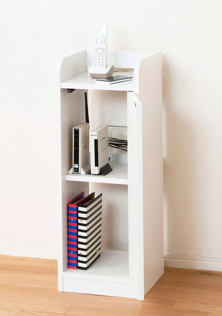 Kuroshio Mirror Modem Storage Rack, Slim, White, Width 11.8 inches (30 cm), Phone Stand, Modem Rack