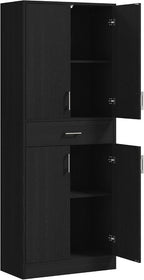 71" Kitchen Pantry, Freestanding Storage Cabinet with Drawer and Adjustable Shelf, 2 Double Door Cupboards, Black, Easy to Maintain, for Dining Room