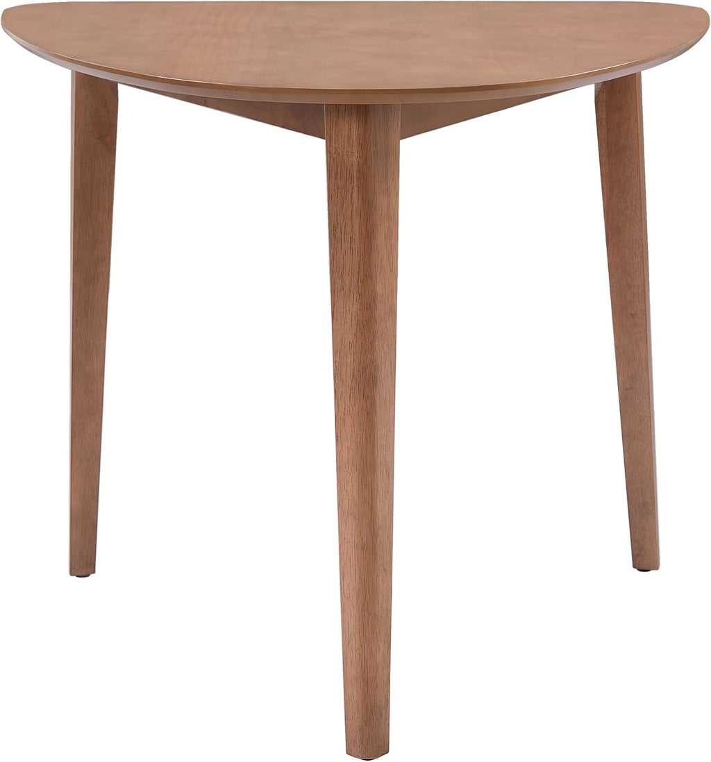 Merax Modern Triangular Side Table, Space-Saving 36 inch Wood Accent Table for Living Room, Bedroom, Solid Rubber Wood & MDF, Light Brown