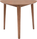 Merax Modern Triangular Side Table, Space-Saving 36 inch Wood Accent Table for Living Room, Bedroom, Solid Rubber Wood & MDF, Light Brown