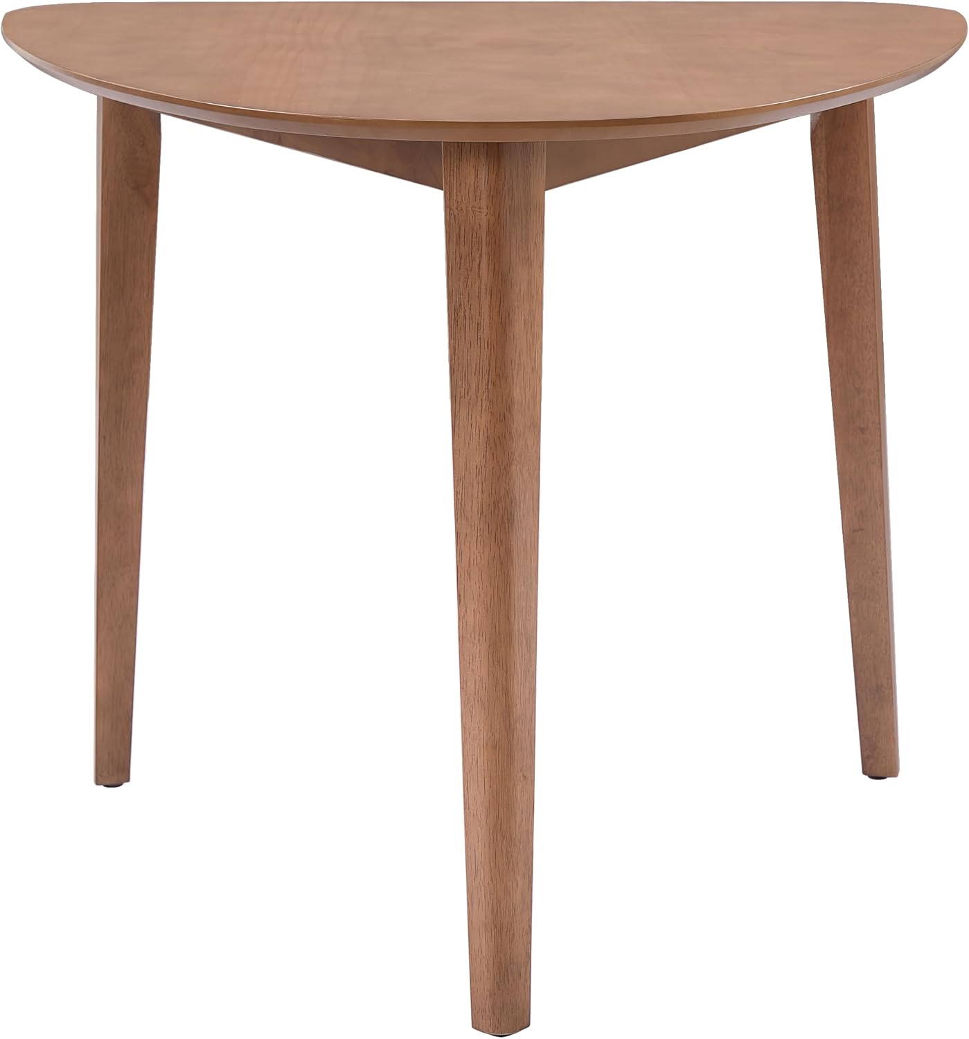 Merax Modern Triangular Side Table, Space-Saving 36 inch Wood Accent Table for Living Room, Bedroom, Solid Rubber Wood & MDF, Light Brown