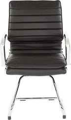 Office Star SPX Professional Ergonomic Ribbed Faux Leather Office Chair with Chrome Base, Mid Back Guest Chair with Loop Arms, Black