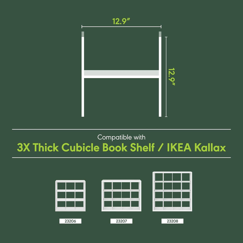 Furinno Cubicle Cube Insert, H-Shelf Cube Organizer, 2-Tier Shelf Accessory, Fits into Furinno Triple Thick Cubes, IKEA Kallax, for Organizers and Storage, White