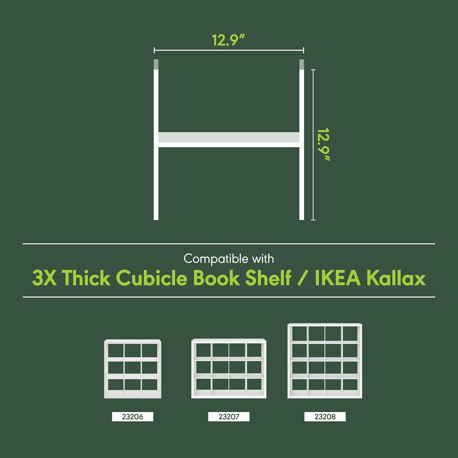 Furinno Cubicle Cube Insert, H-Shelf Cube Organizer, 2-Tier Shelf Accessory, Fits into Furinno Triple Thick Cubes, IKEA Kallax, for Organizers and Storage, White