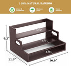 Bamboo Liquor Bottle Display Shelf, 3 Tier Coffee Syrup Rack Organizer, Countertop Liquor Stand for Home Bar, Dark Brown