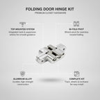 Aluminum Alloy Bi-Fold Door Track and Wheel Kit, Top Mount Hardware for Closet Doors and Room Dividers, Silver Finish