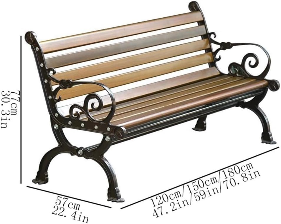Garden Garden Outdoor Backrest Benche, Leisure Chair Cast Aluminium, Patioen Balcony Chair Seat(Medium)