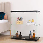 GDJAASJI Glass Display Cabinet with Lock, Fast Installation Curio Cabinets with 5mm Tempered Glass Floor Standing Bookshelf for Living Room (35.35" D x 31.69" W x 14.37" H, White)