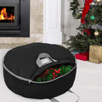 Heavy Duty Christmas Wreath Storage Bag 48" - Handles Made Of Durable 600D Oxford Polyester Material Storage Bag Extra Large 48” Holiday Wreaths Container (Black)