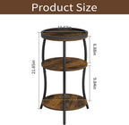 YINMIT Small Round Side Table, 3 Tier Slim Waist End Table with Anti-Tip Edge Guard, Compact Nightstand for Bedroom, Round Corner Accent Table for Small Spaces Living Room Sofa Couch