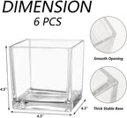 Square Clear Glass Vases Set of 6, 5" x 5" x 5" Flower Vases for Centerpieces, Square Vase for Centerpieces, Small Vase for Wedding, Party, Home Office Decoration