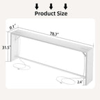 TIQLAB Sofa Table, 79''L x 9.1''W (1.2'' Thickness) Long Console Table Behind Couch, Entryway Table with Angled Metal Frame, Industrial Console Table, White